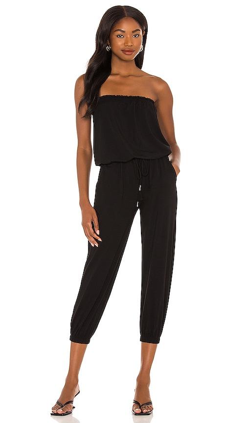 bobi jersey strapless jumpsuit in black. - size l (also in xs, s, m, xl)