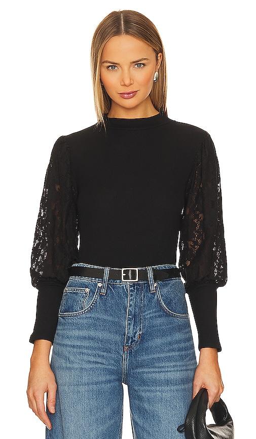 bobi lace long sleeve sweater in black. - size m (also in s, xs)