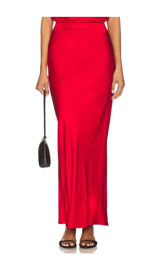 bobi midi bias cut skirt in red. - size s (also in xs)