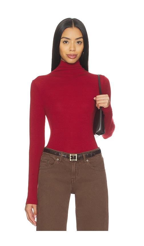 bobi mock turtleneck tee in red. - size m (also in s)