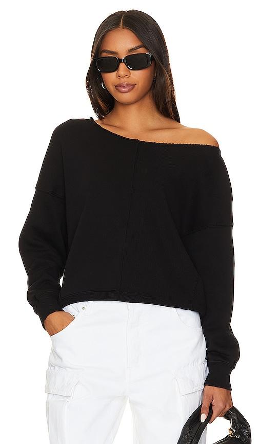 bobi off the shoulder crewneck in black. - size l (also in xs, s, m)