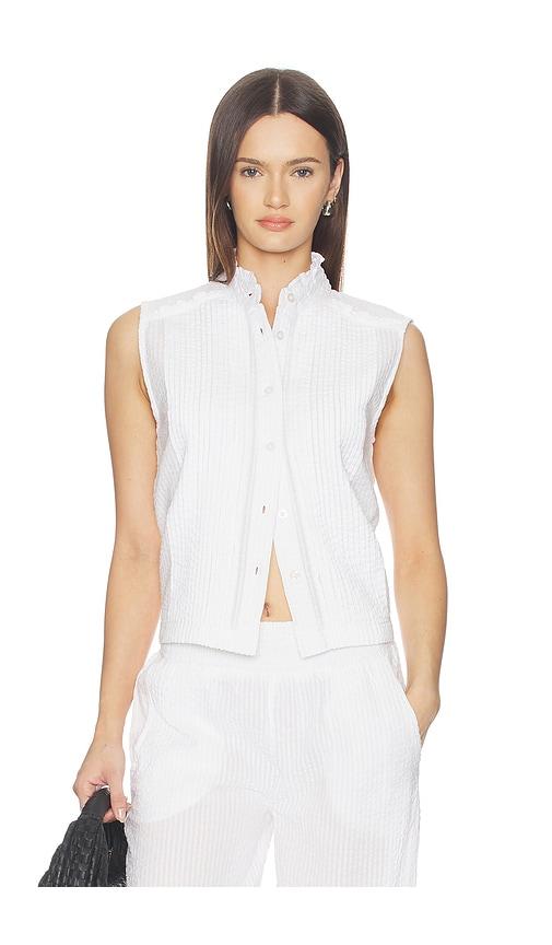 bobi pintuck sleeveless top in white. - size l (also in xs, s, m, xl)