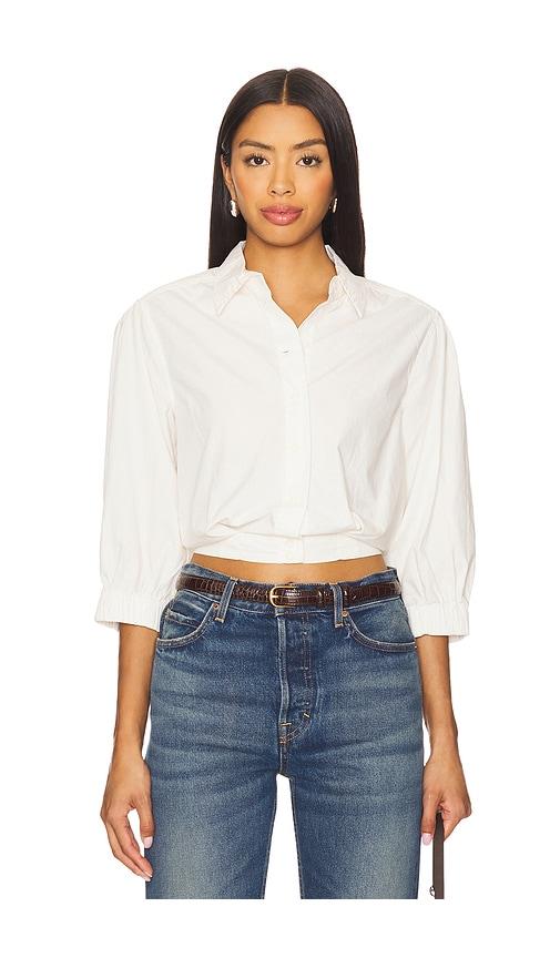 bobi puff sleeve cropped top in white. - size l (also in m, s, xl, xs)