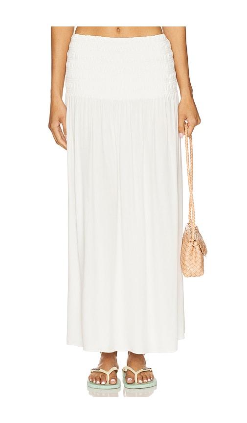 bobi smocked skirt in white. - size l (also in m, s, xl, xs)