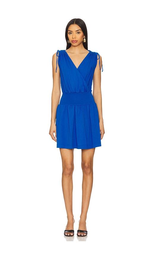 bobi surplice smocked waist dress in royal. - size l (also in xs, s)