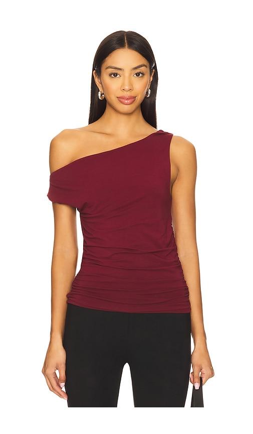 bobi twist off the shoulder top in burgundy. - size s (also in xs)