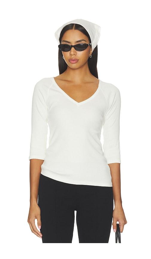 bobi vneck elbow sleeved tee in white. - size l (also in xs, s, m, xl)