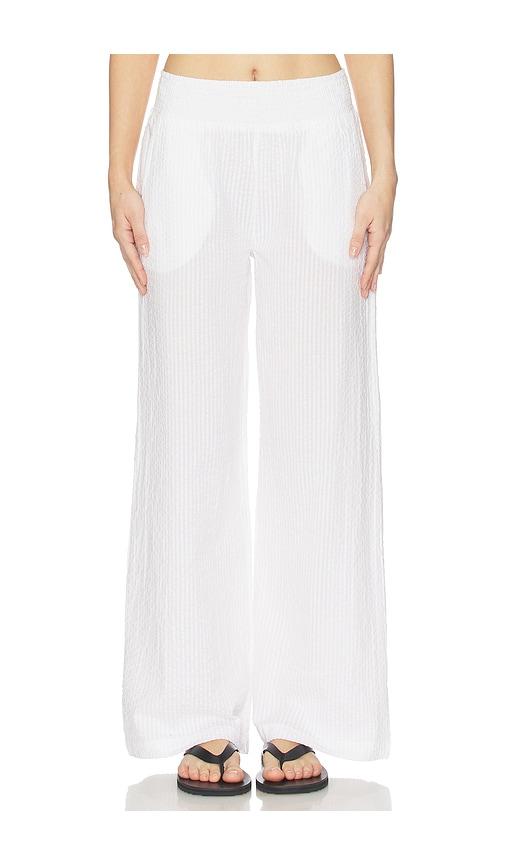 bobi wide leg pant smocked in white. - size l (also in m, s, xl, xs)