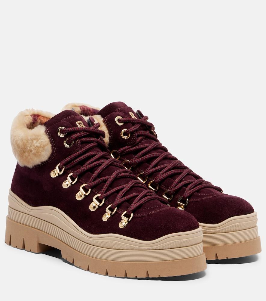 bogner arosa shearling-lined suede lace-up boots