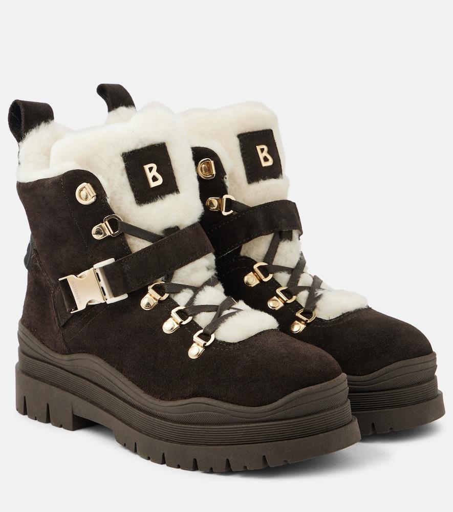 bogner arosa shearling-trimmed suede ankle boots
