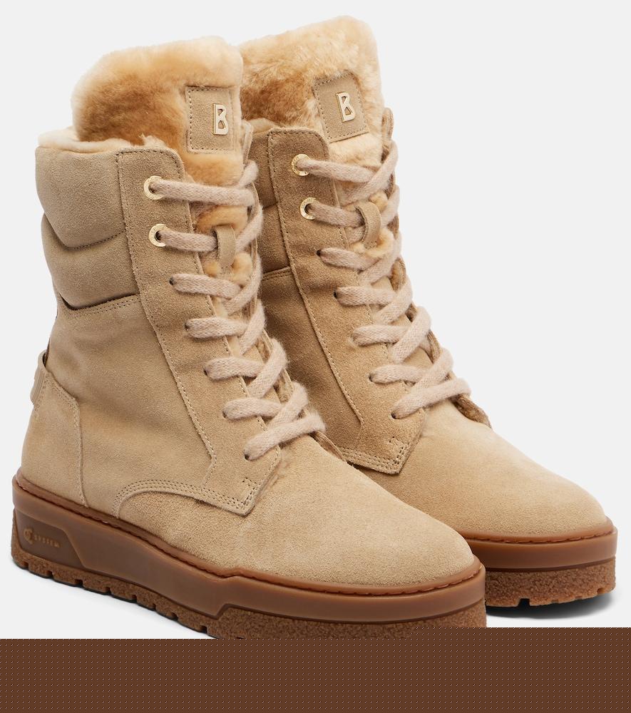 bogner calgary shearling-lined suede lace-up boots