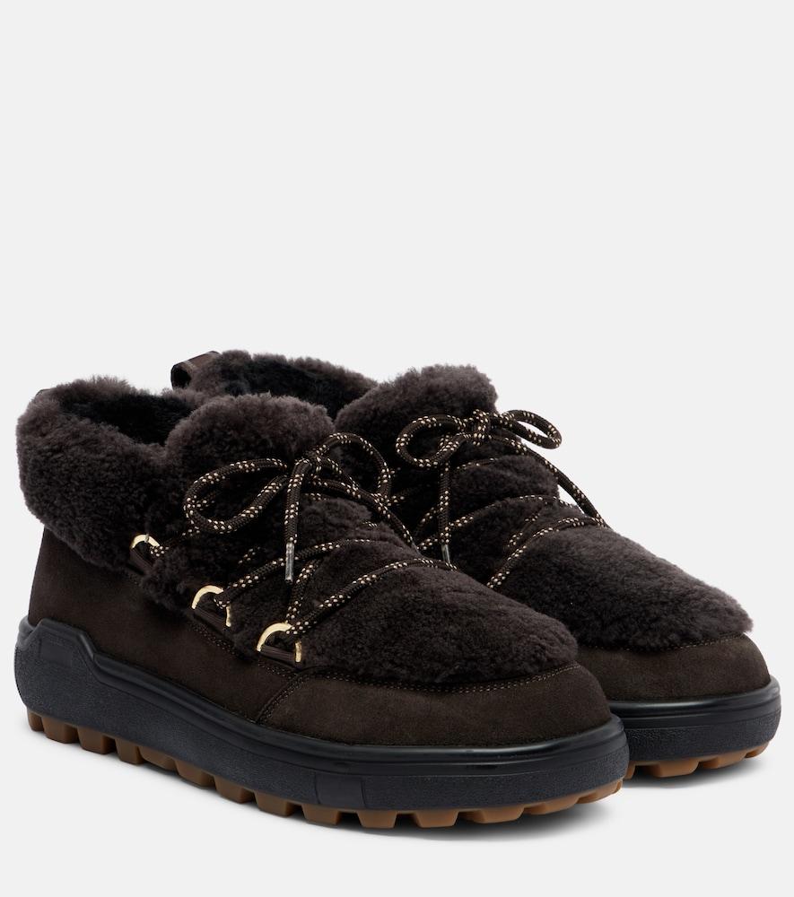 bogner chamonix shearling-trimmed suede ankle boots