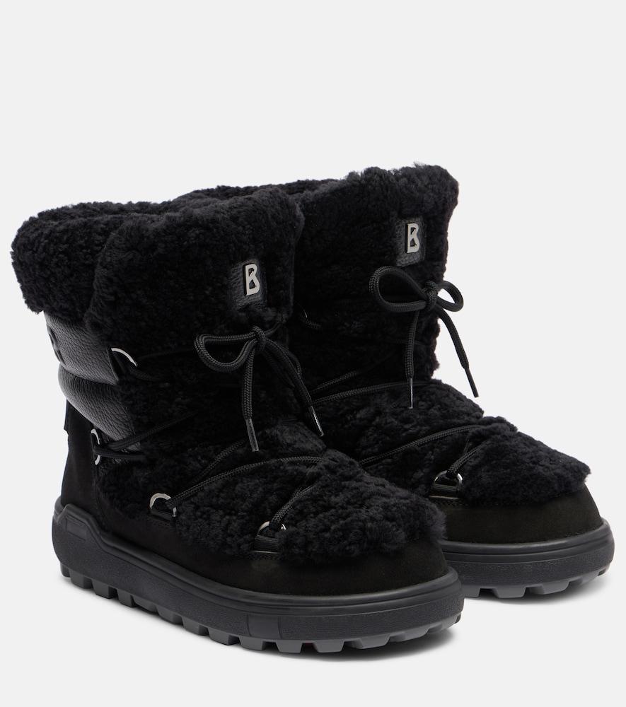 bogner chamonix shearling-trimmed suede snow boots