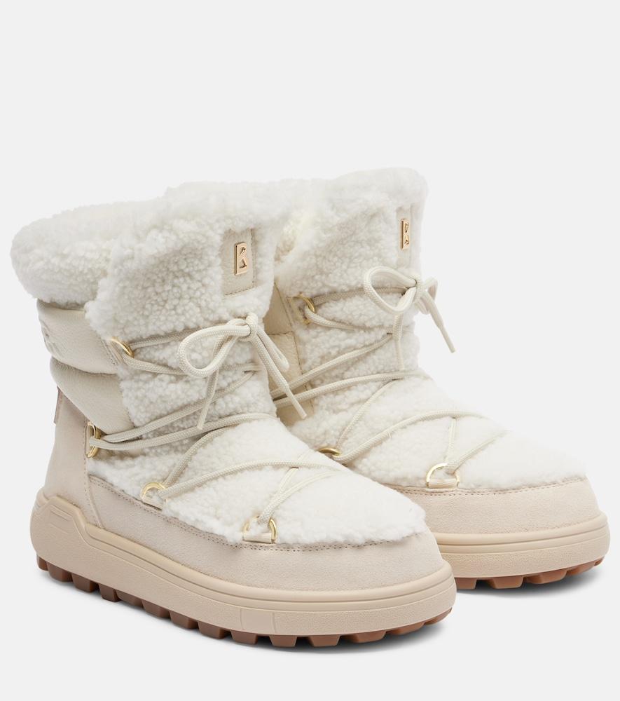 bogner chamonix shearling-trimmed suede snow boots
