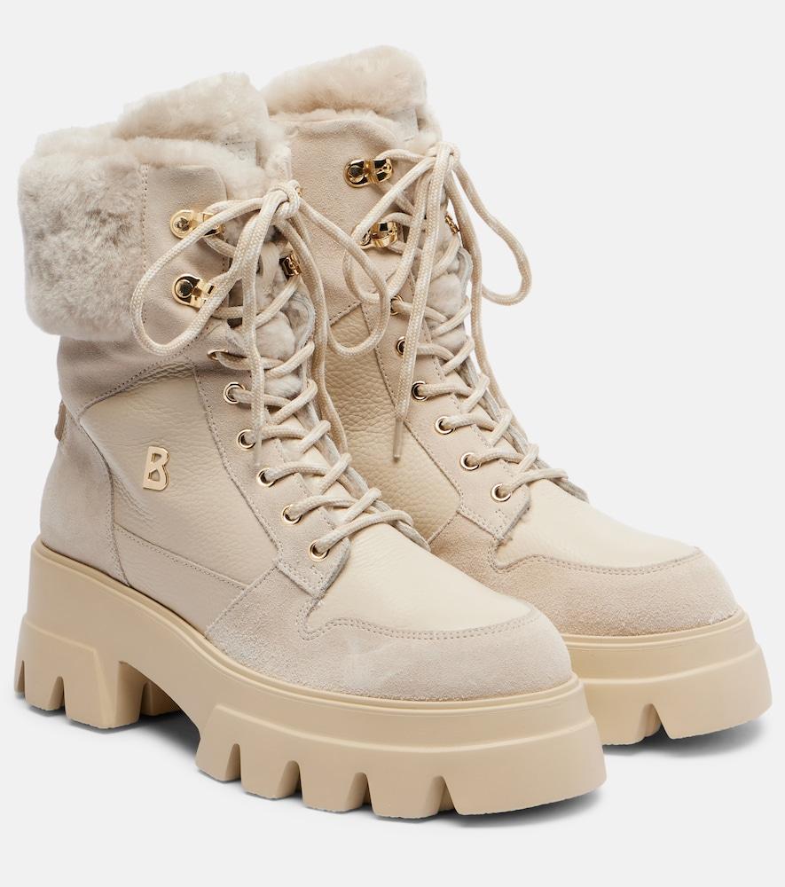 bogner sapporo suede and leather combat boots