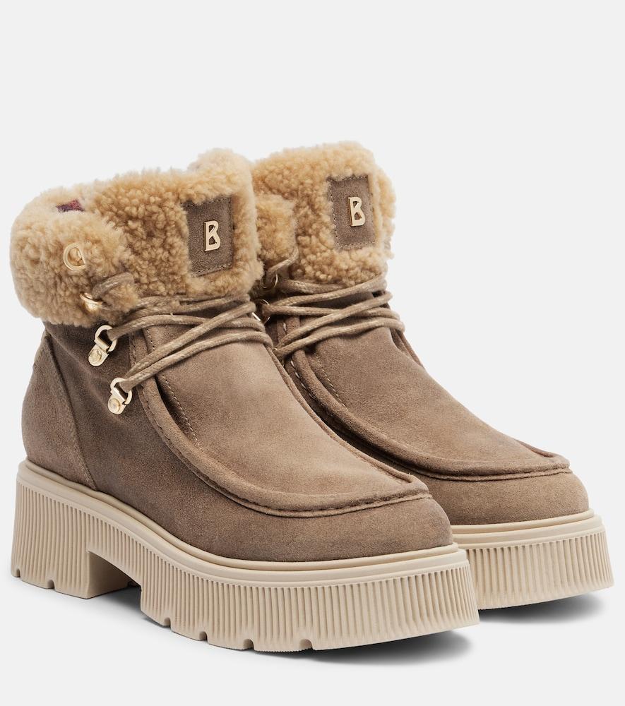 bogner turin suede and shearling lace-up boots