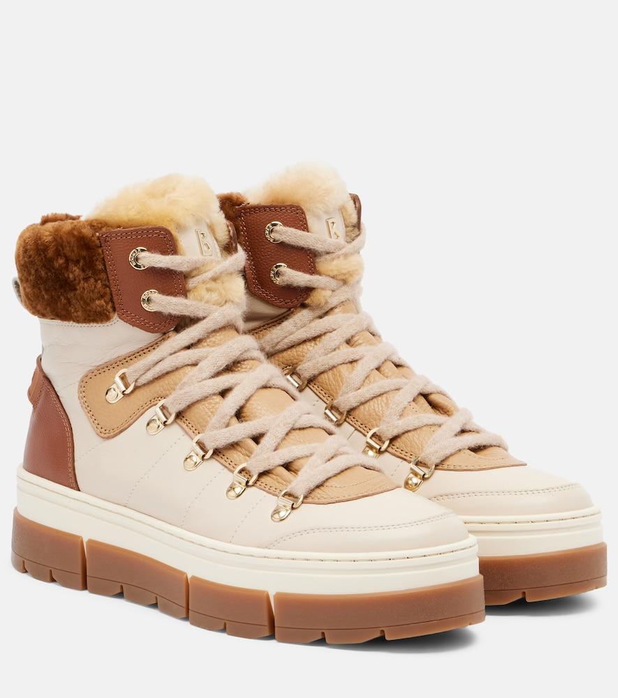 bogner vaduz shearling-trimmed leather ankle boots