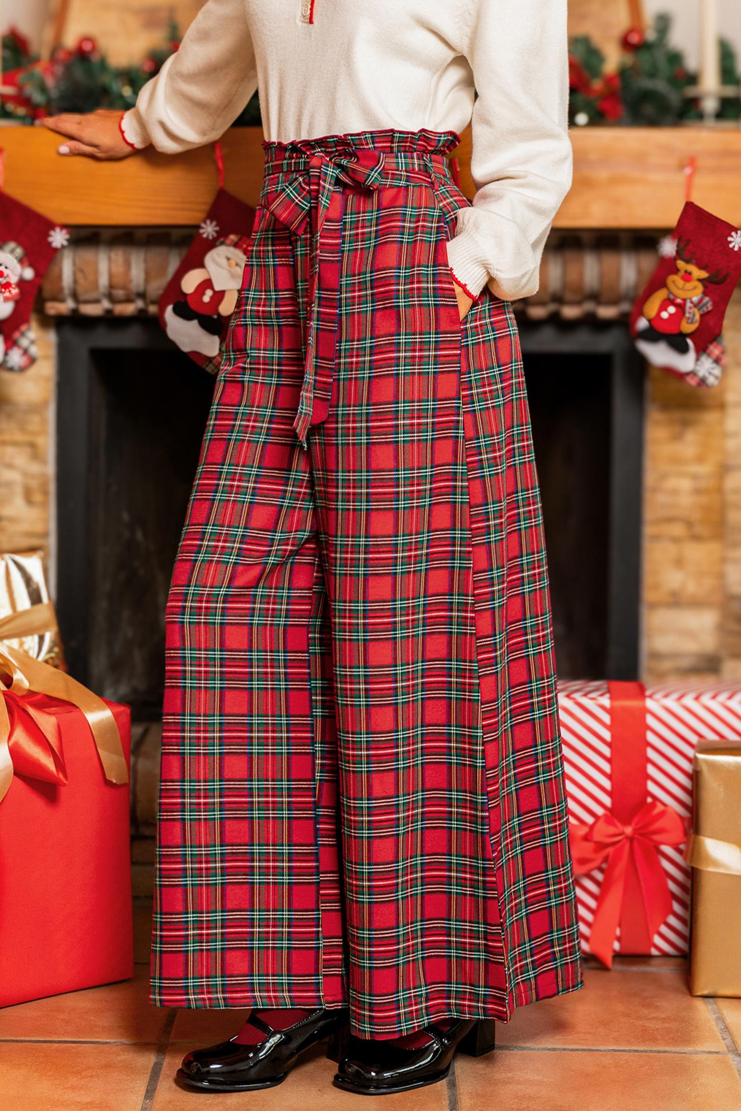 booked & busy plaid pants - l