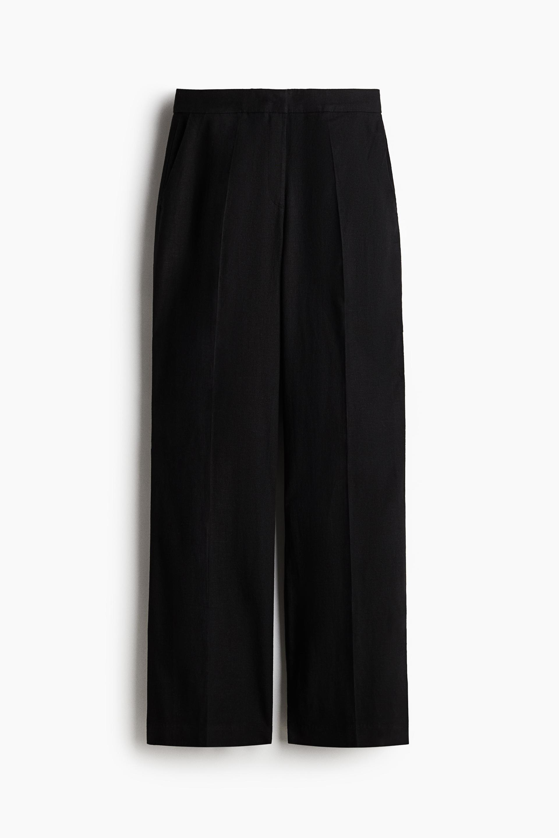 bootcut linen-blend pants