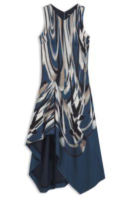 boss asymmetric-hem dress in printed twill - patterned women's business dresses size 4