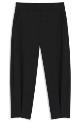 boss barrel-leg trousers in stretch twill - black women's formal pants size 8