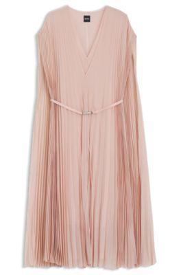 boss belted dress in crinkle chiffon - light pink women's business dresses size 6