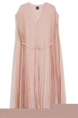 boss belted dress in crinkle chiffon - light pink women's business dresses size 8