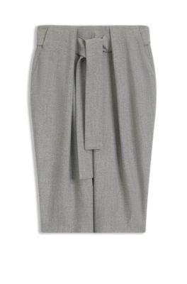 boss belted skirt with pleat front - silver women's business skirts size 12