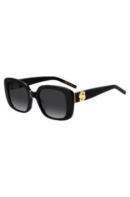 boss black-acetate sunglasses with double b monogram - women's glasses & sunglasses