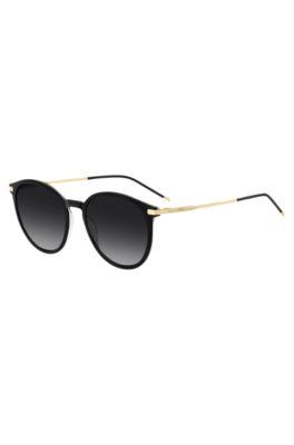 boss black acetate sunglasses with gold-tone temples - women's glasses & sunglasses