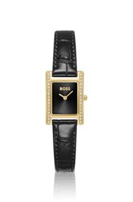 boss black-dial watch with gold effect - women's watches