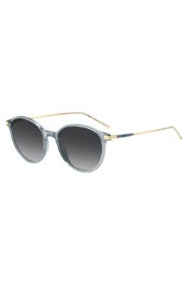 boss blue-gray sunglasses with gold-tone temples - women's glasses & sunglasses