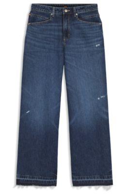 boss blue relaxed-fit jeans in rigid denim - blue women's pants size 30/32