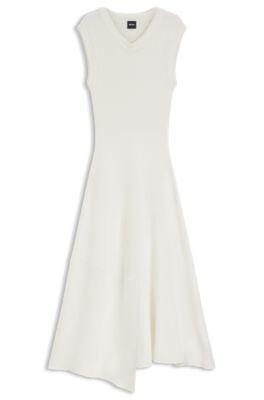 boss bouclé-yarn dress in a slim fit - white women's maxi dresses size xs