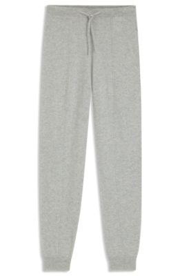 boss cashmere tracksuit bottoms with cuffed hems - light grey women's pants size l