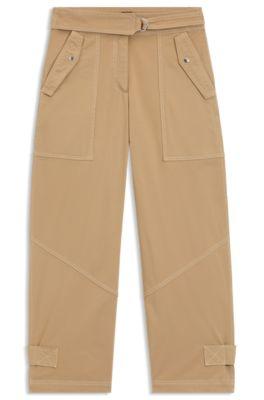 boss casual trousers in stretch-cotton twill - brown women's pants size 2