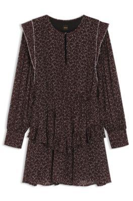 boss contrast-piping mini dress with modern print - patterned women's mini dresses size 8