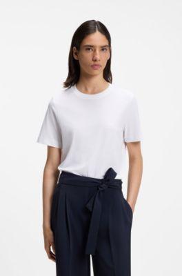 boss cotton-jersey t-shirt in a relaxed fit - white women's t-shirts size m