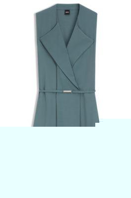 boss crepe wrap dress with belt - blue women's business dresses size 0