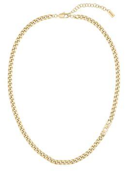 boss curb-chain logo necklace in gold-tone steel - women's jewelry