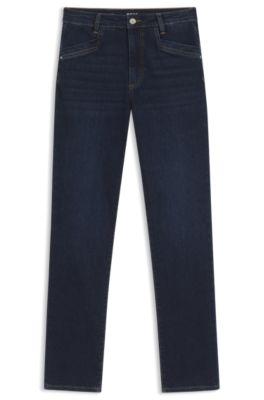 boss deep-blue slim-fit jeans in stretch denim - dark blue women's pants size 27/30