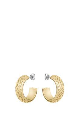 boss engraved-monogram hoop earrings in gold-tone steel - women's jewelry