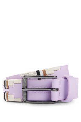 boss equestrian polo belt with embroidered pattern - light purple unisex all accessories size 32