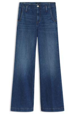 boss fit-and-flare jeans in blue italian stretch denim - dark blue women's pants size 27/32