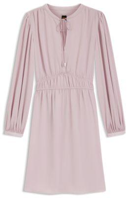 boss gathered-detail mini dress in crinkle satin - light purple women's business dresses size 8