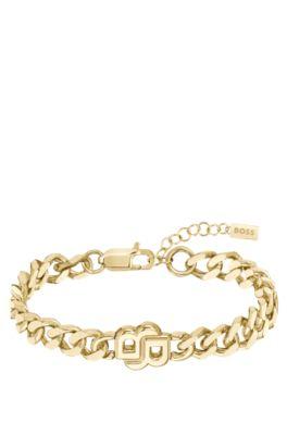 boss gold-tone bracelet with double b monogram - women's jewelry