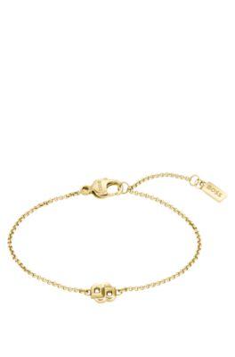 boss gold-tone chain bracelet with double b monogram - women's jewelry