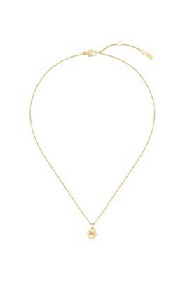 boss gold-tone necklace with double b monogram pendant - women's jewelry