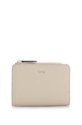 boss grained-leather wallet with metallic logo lettering - light beige women's wallets size pcs.