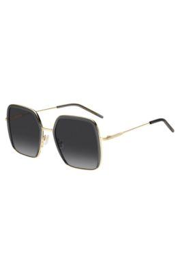 boss grey-acetate sunglasses with gold-tone metal - women's glasses & sunglasses